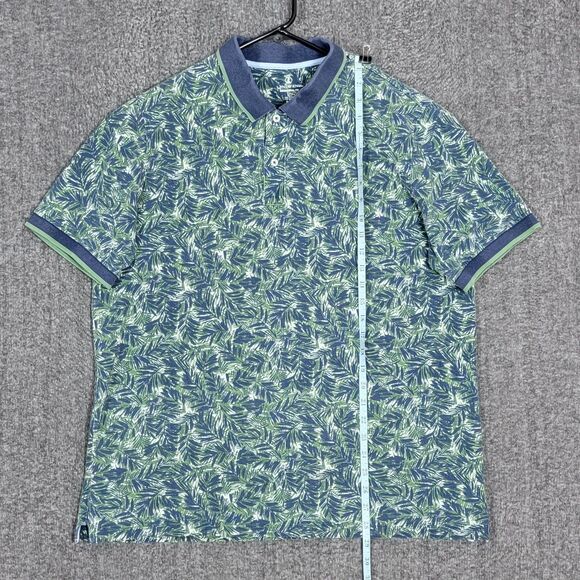 Lands End Polo Shirt Mens Large Blue Green Floral Short Sleeve Traditional Fit - Picture 3 of 12